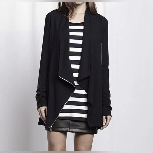 Red 23 Asymmetrical Zip Cardigan Jacket with Leather Sleeve Patch (Size S) - Picture 1 of 8